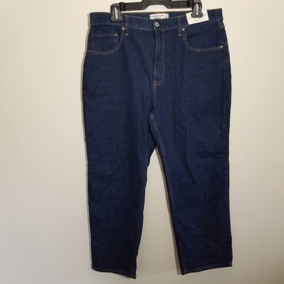 NWT Abercrombie & Fitch Ultra High Rise Ankle Straight Dark Blue 32 Short or 14 - Picture 3 of 10